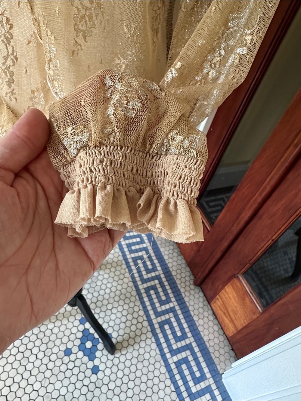 Lane Bryant | Metallic Floral Sheer Lace Blouse, Size 18/20 - Picture 4 of 8